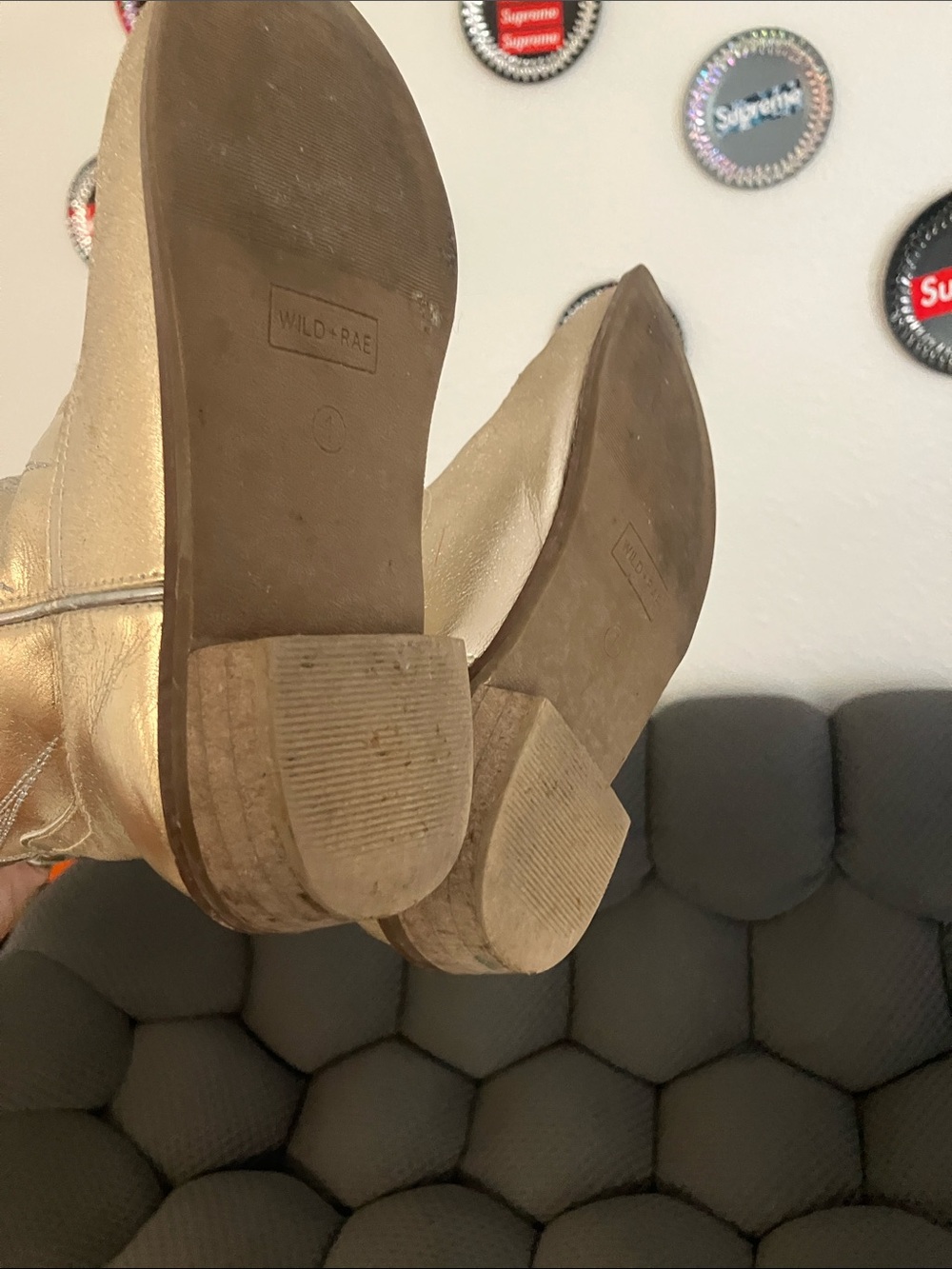 Kids Metallic Gold Western Cowboy Boots - Pull-On Style - Picture 7 of 8